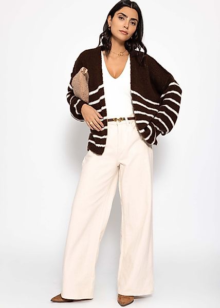 SASSYCLASSY Cardigan Gestreifter Cardigan mit Außennähten günstig online kaufen