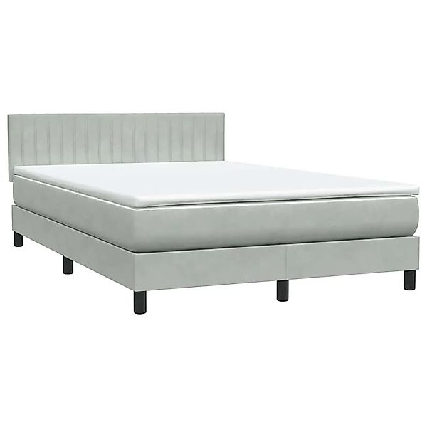 vidaXL Boxspringbett mit Matratze Hellgrau 160x220 cm Samt 3316455 günstig online kaufen