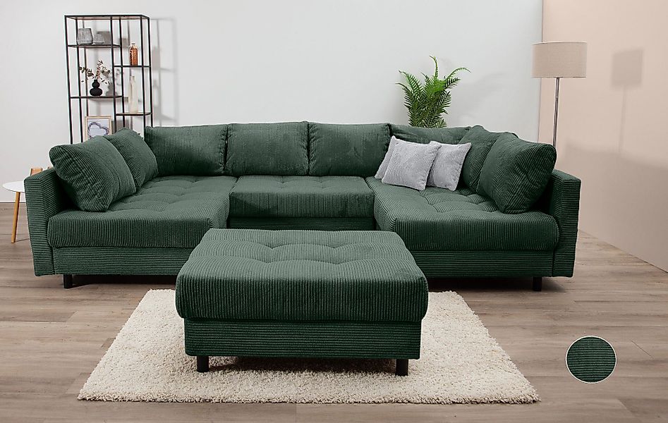 Home affaire Wohnlandschaft "Toni U-Form", mit zwei gleich großen Ottomanen günstig online kaufen