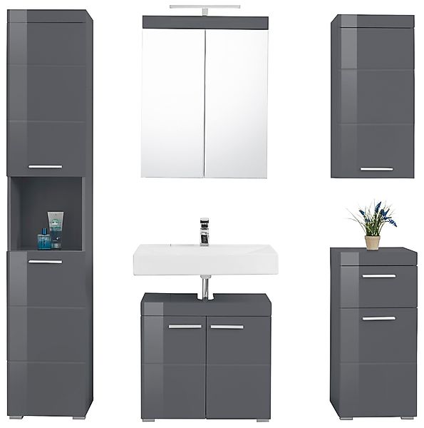 welltime Badmöbel-Set "Avena", (Set, 5 St.), Set: Hochschrank, Spiegelschra günstig online kaufen