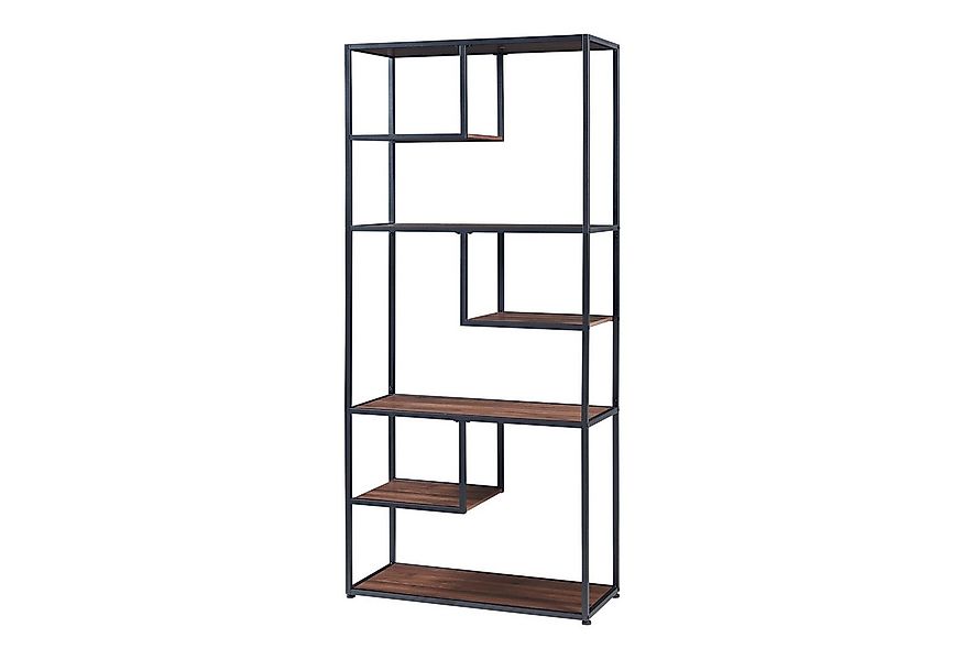 en.casa Bücherregal, »Østre« 180x83x34 cm 6 Fächer Schwarz/Walnussoptik günstig online kaufen