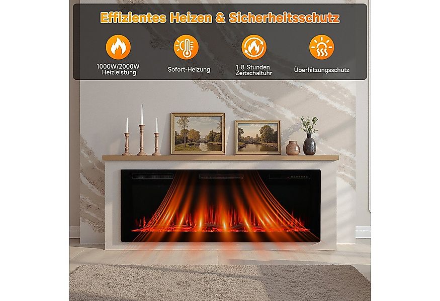 HOMAVO Elektrokamin mit Schrank, 50" 1000/2000W Elektrokamin mit Heizung, 3 günstig online kaufen