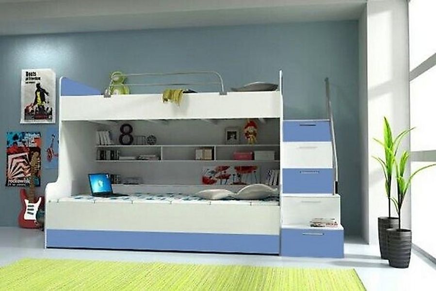 Xlmoebel Etagenbett DOPPELSTOCKBETT KINDER HOCHBETT ETAGENBETT Blau SOFORT günstig online kaufen