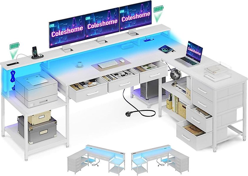 LuxusKollektion Eckschreibtisch Gaming Tisch 7 Schubladen günstig online kaufen