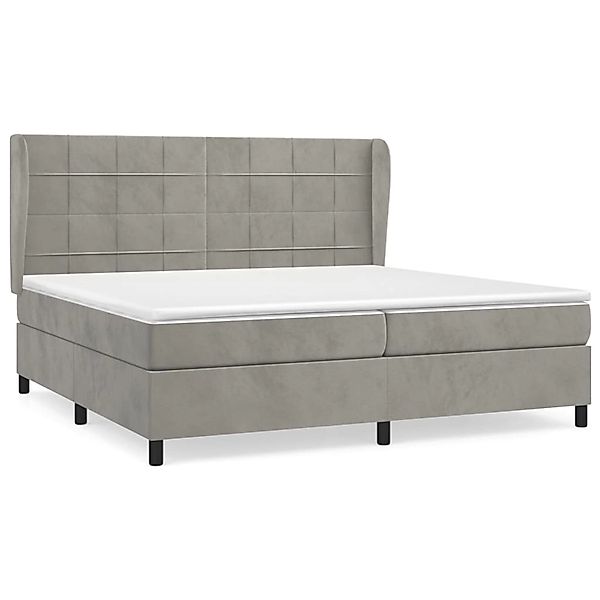 vidaXL Boxspringbett mit Matratze Hellgrau 200x200 cm Samt1377550 günstig online kaufen
