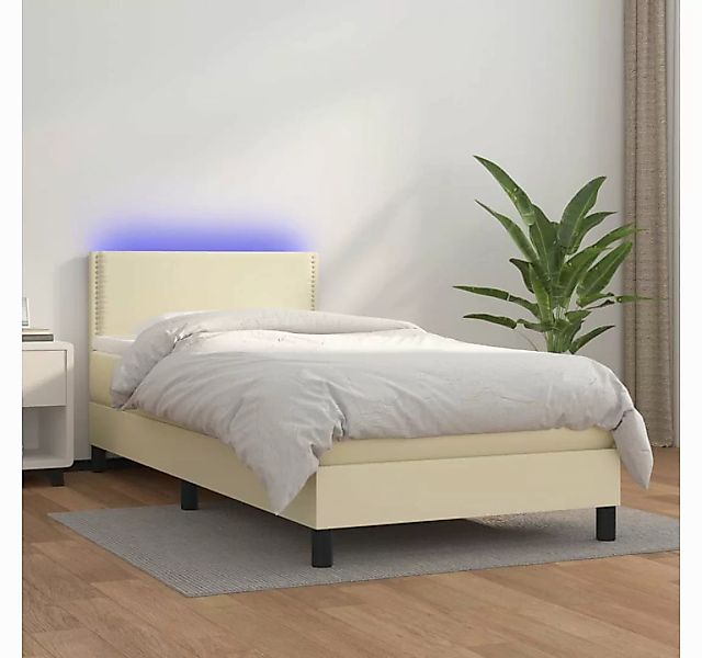 vidaXL Boxspringbett, Boxspringbett mit Matratze & LED Creme 100x200 cm Kun günstig online kaufen