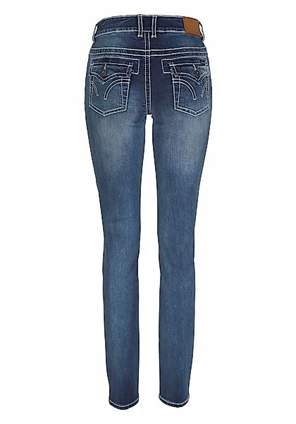 Arizona Skinny-fit-Jeans "mit Kontrastnähten und Pattentaschen", Low Waist günstig online kaufen