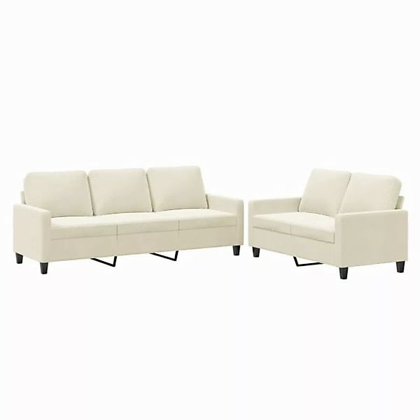 vidaXL Sofa, 2-tlg. Sofagarnitur mit Kissen Creme Samt günstig online kaufen