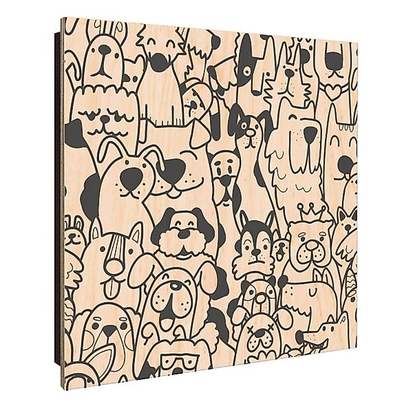 Banjado Großer Schlüsselkasten Holz 30x30cm Schwarz Scharnier Links 50 Hake günstig online kaufen