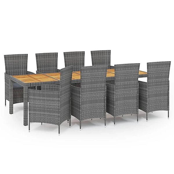 vidaXL 9-tlg Garten-Essgruppe mit Kissen Poly Rattan Grau Modell 8 günstig online kaufen