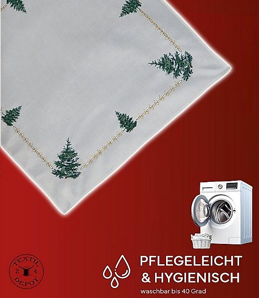 texpot Tischdecke Tischläufer Stickerei Tannenbaum mit Lurex Weihnachten (1 günstig online kaufen