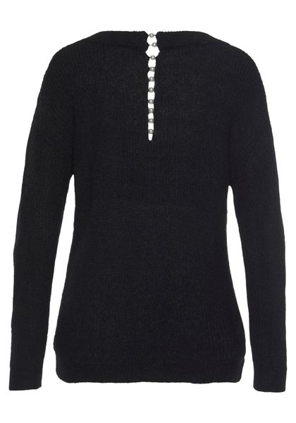 LASCANA V-Ausschnitt-Pullover mit Zierperlen im Rücken, günstig online kaufen