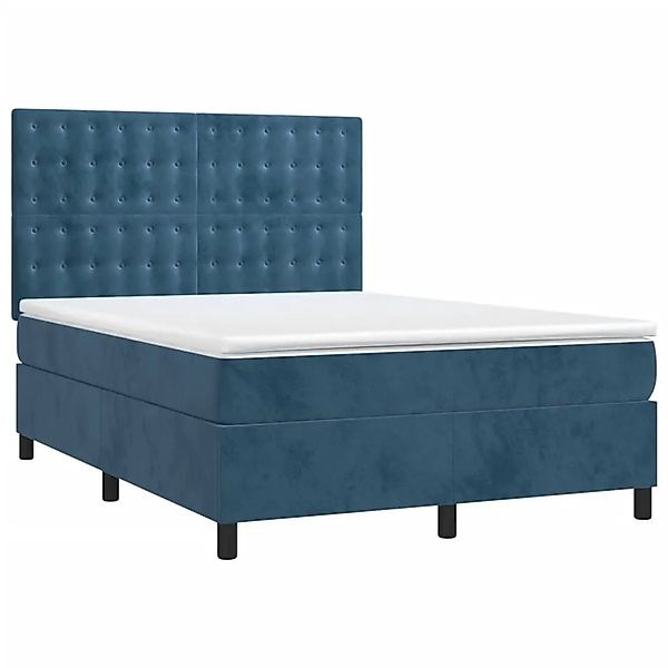 vidaXL Boxspringbett mit Matratze Dunkelblau 140x200 cm Samt 3143269 günstig online kaufen