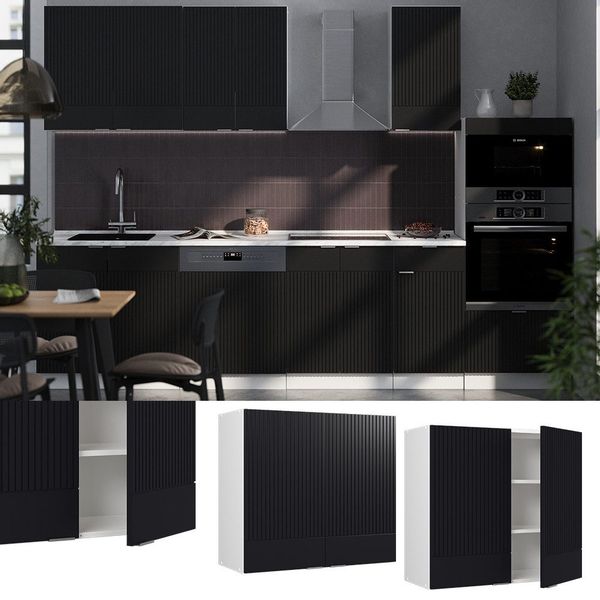 Vicco Glashängeschrank Fame-Line, Schwarz gestreift/Weiß, 80 günstig online kaufen