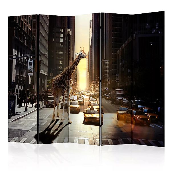 5-teiliges Paravent - Giraffe In The Big City Ii [room Dividers] günstig online kaufen