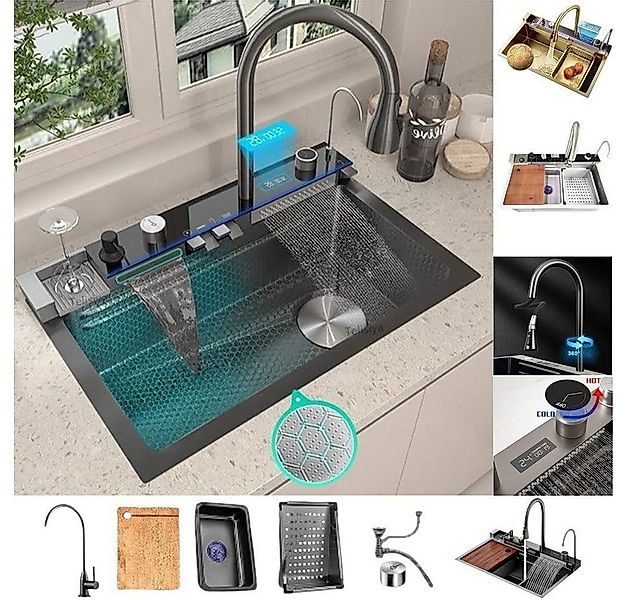 Faizee Home Einbauspüle Nano Wasserfall Geschirrspülbecken günstig online kaufen