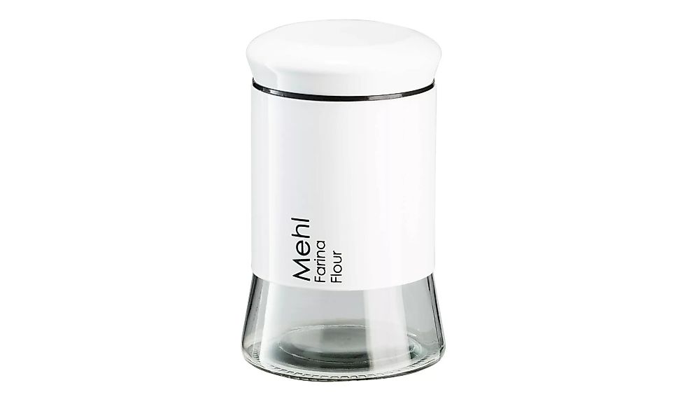 KHG Aufbewahrungsdose   Mehl - weiß - Glas , Edelstahl - 18,5 cm - Sconto günstig online kaufen