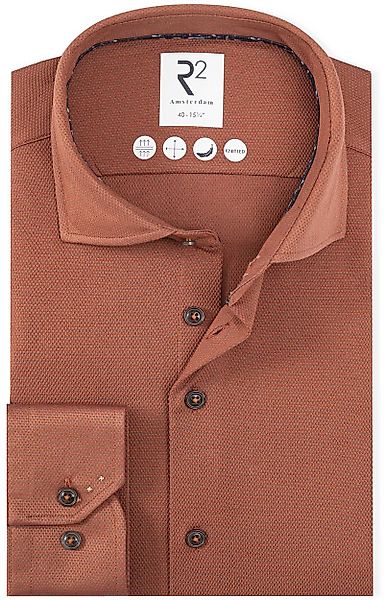 R2 Hemd Dobby Poplin Brique - Größe 46 günstig online kaufen