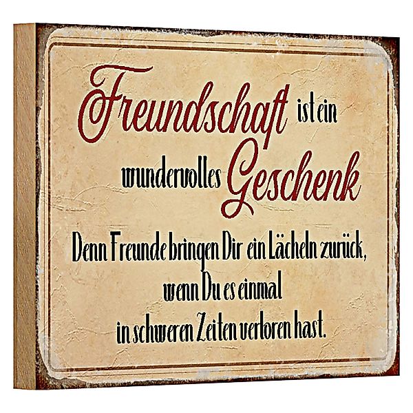 Roomando Holzbild Spruch 18x12cm Freundschaft ist günstig online kaufen