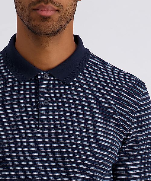Pierre Cardin Langarm-Poloshirt Piqué Interlock im Streifendessin günstig online kaufen