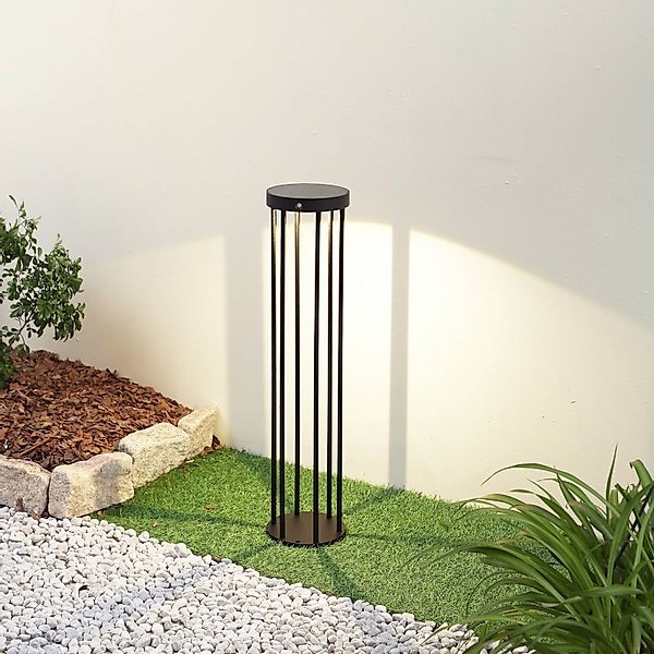 Lucande LED-Solar-Wegelampe Evelis, schwarz, Alu, Sensor günstig online kaufen