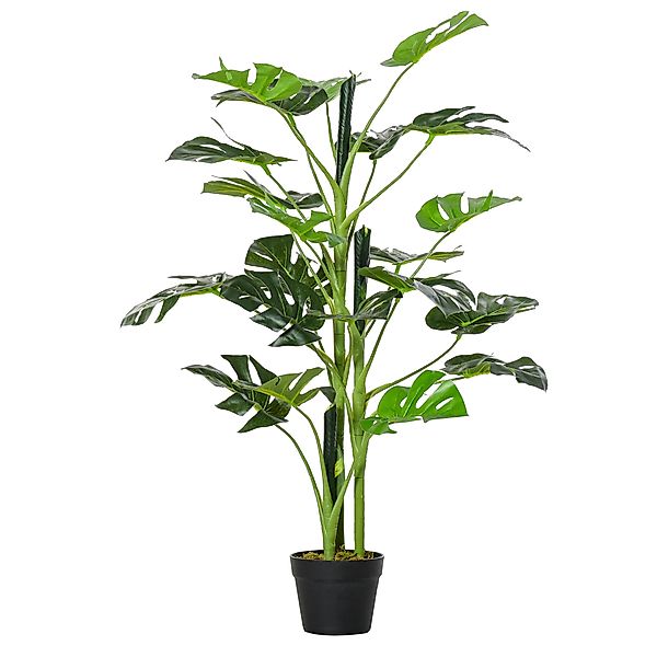 Outsunny Künstliche Monstera Pflanze künstlicher Baum mit 21 Blättern im Ze günstig online kaufen