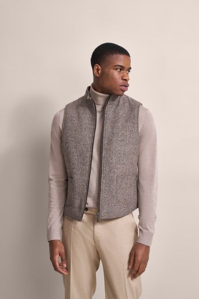 bugatti Kurzweste mit tonalem Fischgratmuster günstig online kaufen