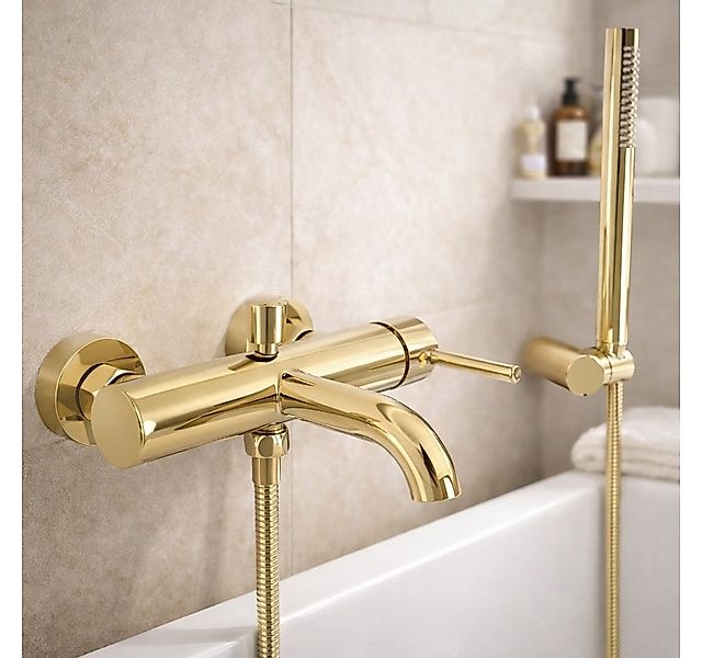 wohnwerk.idee Wannenarmatur Badewannenarmatur Gold, Messing Einhebelmischer günstig online kaufen