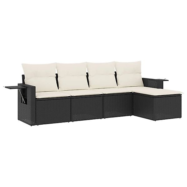 vidaXL 5-Tlg Garten-Sofagarnitur mit Kissen Schwarz Poly Rattan 3220085 günstig online kaufen