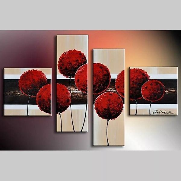 4 Leinwandbilder BLUMEN (3) 100 x 70cm Handgemalt günstig online kaufen
