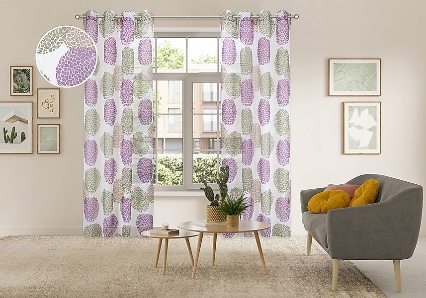 my home Gardine "BELEM" Ösen 1 Stk. tlg. 1 Schal, Polyester, Kreise günstig online kaufen