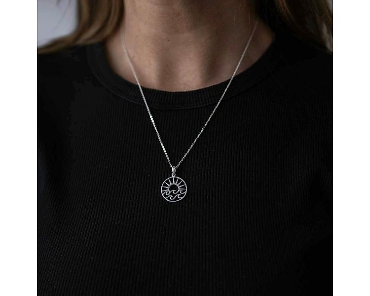 Materia Kettenanhänger Damen Sonne Wellen Urlaub rund KA-136, 925 Sterling günstig online kaufen