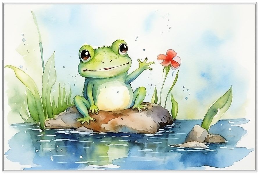 Wallario Poster, Frosch in Aquarell, in günstig online kaufen