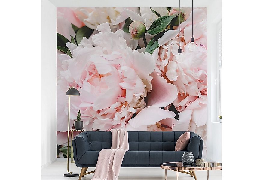 Bilderdepot24 Fototapete Rosen Pfingstrosen Hellrosa Blumen Natur Pflanzen günstig online kaufen