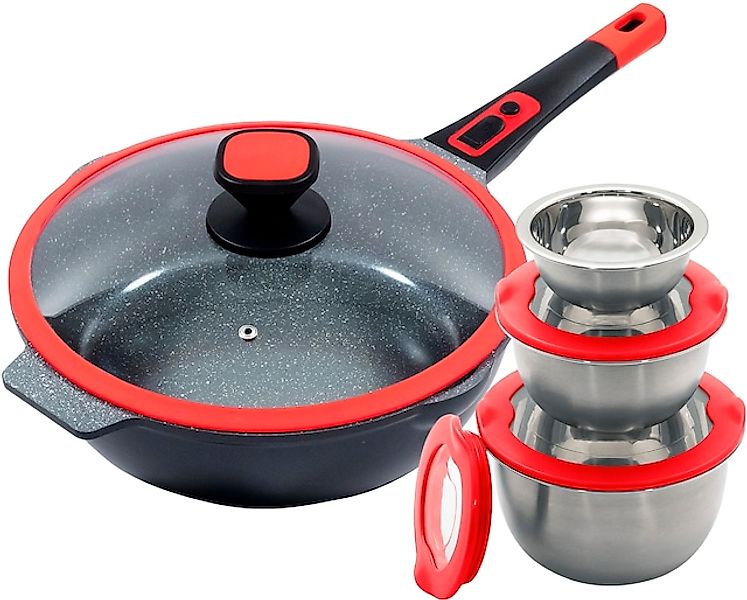 KING Bratpfanne »Click-Grip«, Aluminiumguss, (Set, 8 tlg., 3 Schüsseln Ø17. günstig online kaufen
