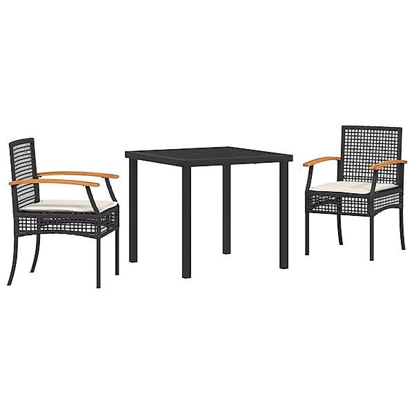 vidaXL Garten Essgruppe 3-Tlg Schwarz Poly Rattan 3380813 günstig online kaufen