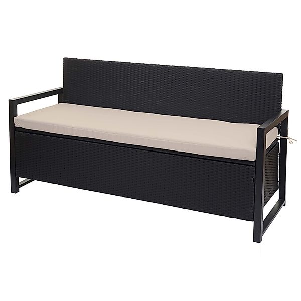 MCW Poly-Rattan 3er Sitzbank F39 anthrazit Kissen beige günstig online kaufen