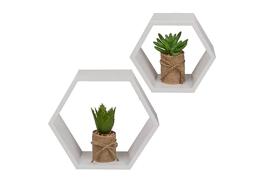 Out of the Blue Deko-Wandregal Holz Wandregal 2er Set 6-eckig weiß Dekorega günstig online kaufen