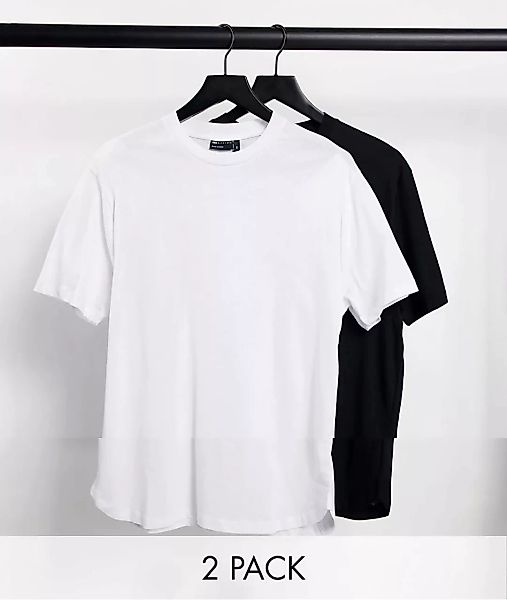 ASOS DESIGN – 2er-Pack T-Shirts mit abgerundetem Saum-Mehrfarbig günstig online kaufen
