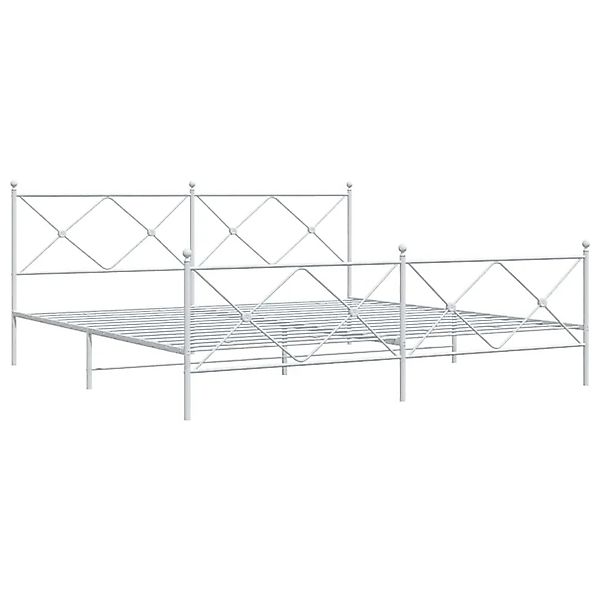vidaXL Bettgestell mit Kopf- und Fußteil Metall Weiß 193x203 cm 376575 günstig online kaufen