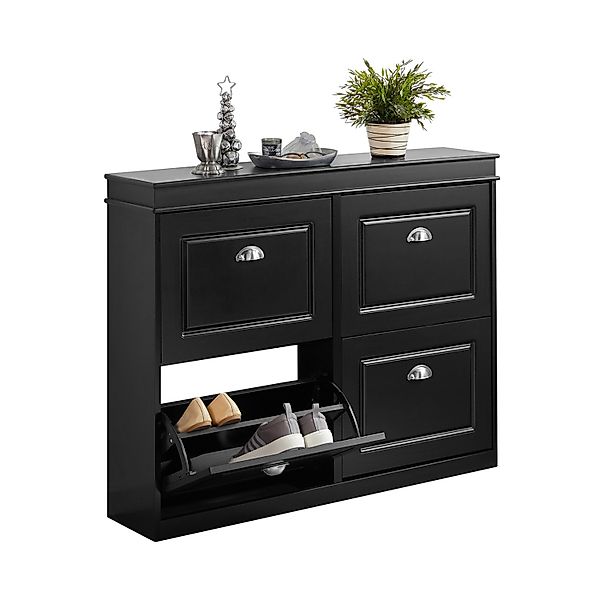 SoBuy Schuhschrank mit 4 Klappen Schuhkommode MDF Schuhregal 105x82x24cm Sc günstig online kaufen