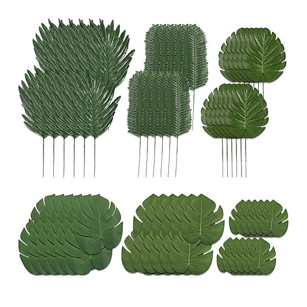 Kunstpflanze Tropische Blätter 72er Set, relaxdays, günstig online kaufen