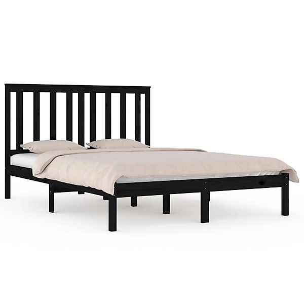 vidaXL Massivholzbett Schwarz Kiefer 200x200 cm1118229 günstig online kaufen