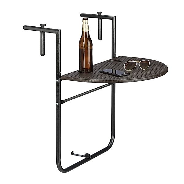 relaxdays Balkonhängetisch BASTIAN klappbar, Braun günstig online kaufen