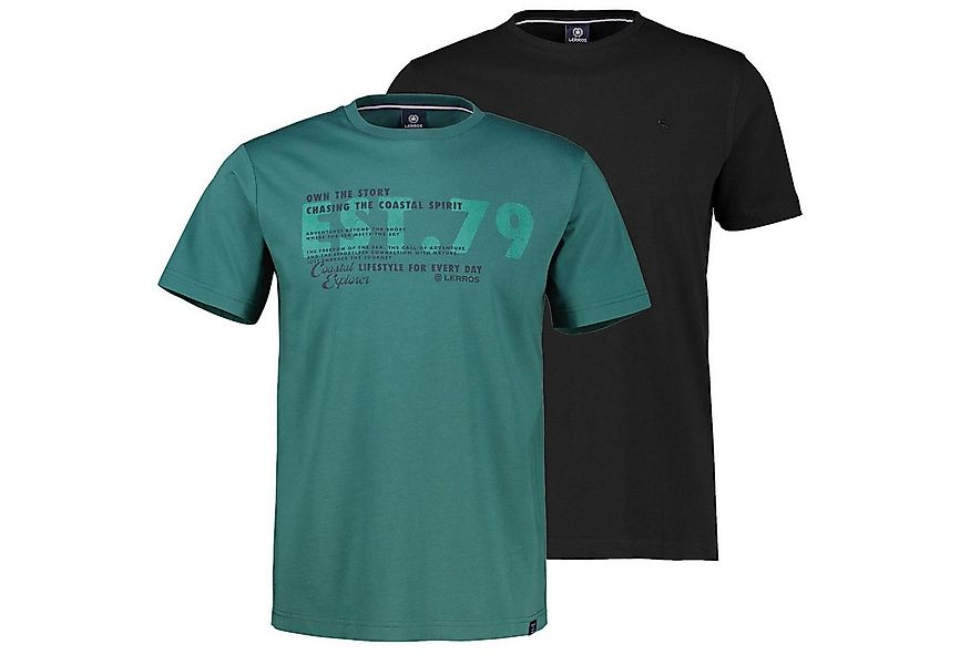 LERROS T-Shirt Basic (SPARPACK) uni + mit Print im 2er Pack günstig online kaufen
