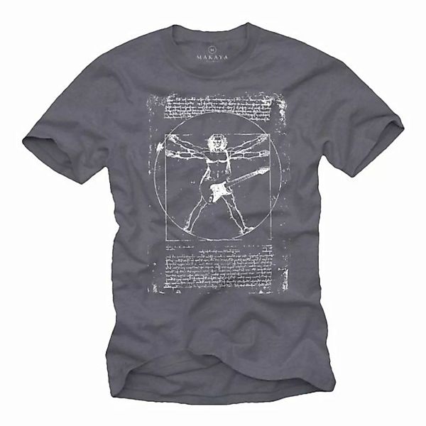 MAKAYA Print-Shirt Gitarre Herren Musik Bandshirt Da Vinci T-Shirt Geschenk günstig online kaufen