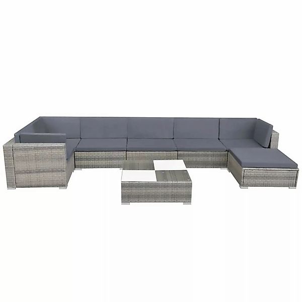 Vidaxl 8-tlg. Garten-lounge-set Mit Kissen Poly Rattan Grau günstig online kaufen