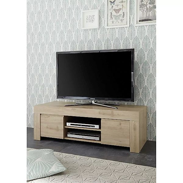 Wohnzimmer TV-Lowboard FARUM-63 in Eiche Cadiz Nb., grifflos und mit Kabeld günstig online kaufen