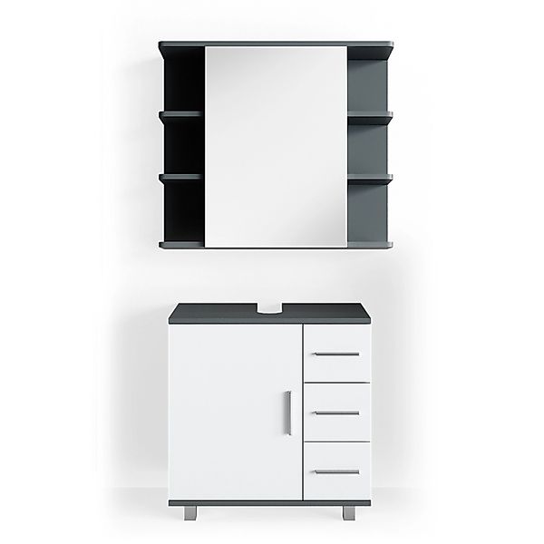 Vicco Badmöbel-Set Ilias, Weiß/Anthrazit, 2 Teile, (2-er Set, 2-St., 2er Se günstig online kaufen