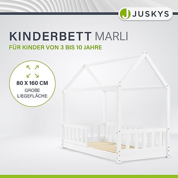 Juskys Kinderbett Marli, 80x160 cm, Hausoptik günstig online kaufen